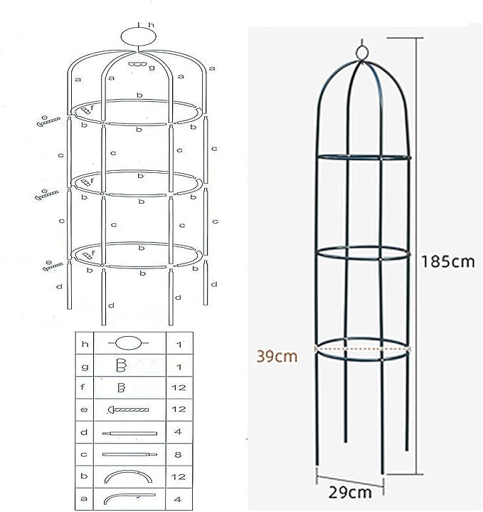 1.85M Tall Garden Trellis for Climbing Plants Garden Trellises Cenador Rustproof Metal Plant Climbing Support for Indoor Outdoor Flowers Vegetable Fruits Vines Support (Dark Green)