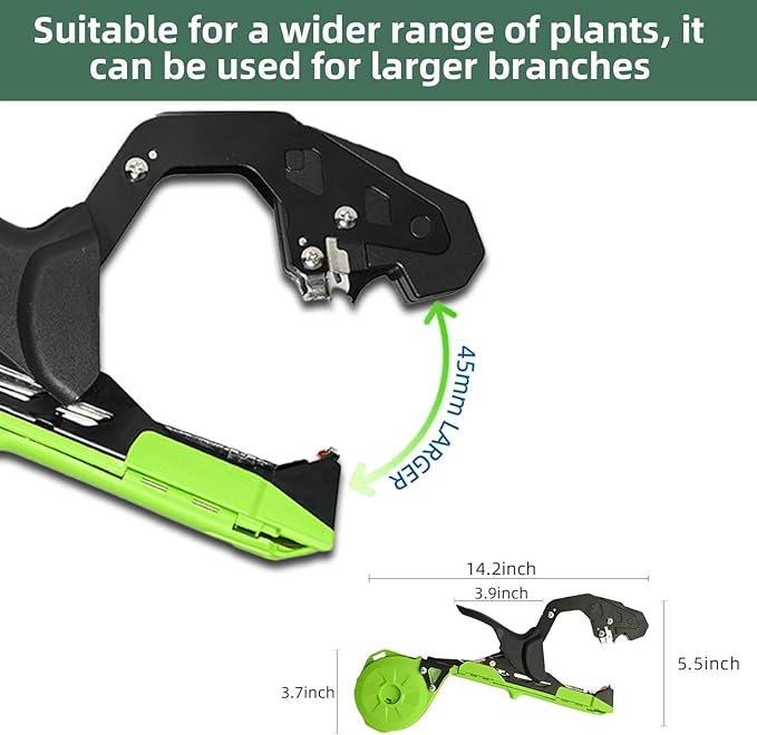 Suca Plant Tying Machine Lightweight Plant Tying Tape Tool to Tie Up Vine Quickly Tie Tapener Gun with Tapes and Staples Green