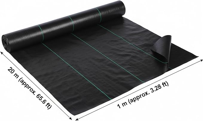 Geotextile Fabric Heavy Duty Weed Barrier Fabric Woven 1x20m Ground Cover for Garden Driveway &amp Yard Black..