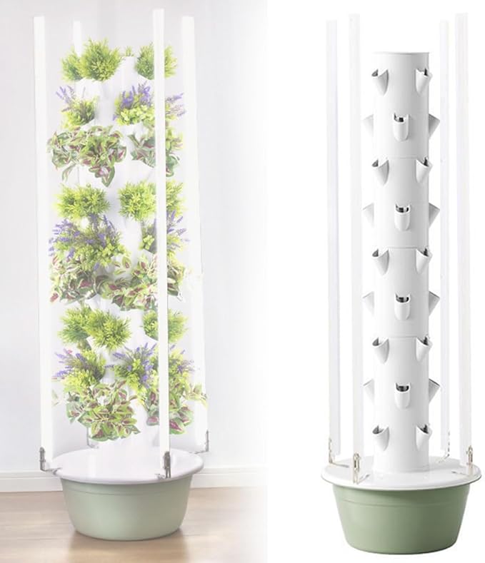 Indoor Hydroponic Gardens Tower with Led Grow Lights Hydroponic Tower with Hydrating Pump Adapter Net Pots Tower Garden Hydroponics Growing for Herbs and Vegetables(Nine Floors)