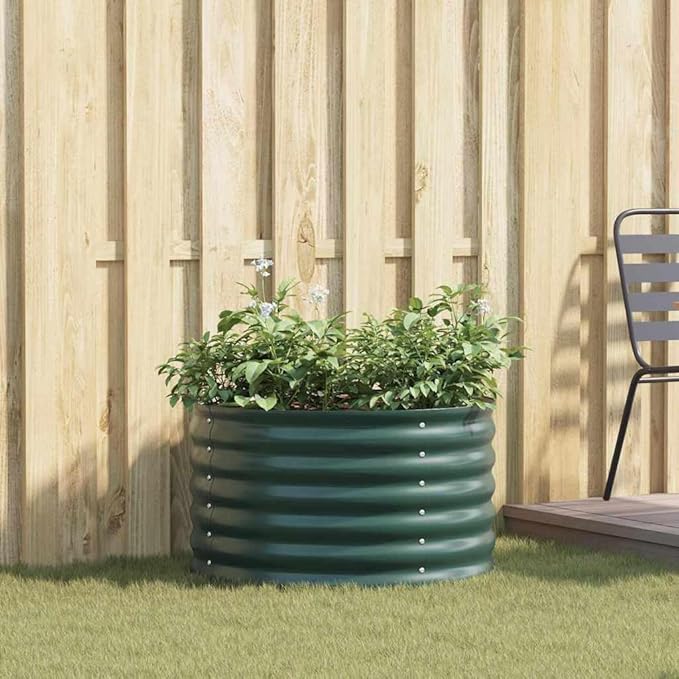 Steel Planter Raised Bed Metal Flower Box Planter Raised Beds Outdoor Garden for Planting Fruit 31.5x31.5x17.3 Green-903