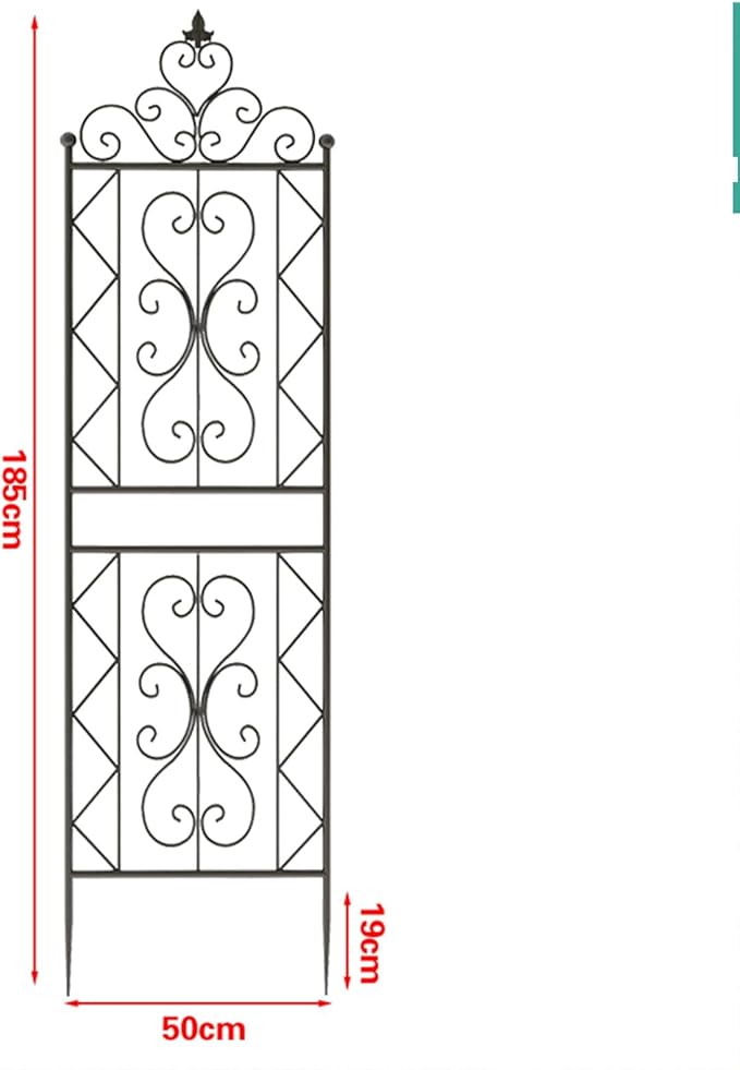 Simple Iron Climbing Flower Stand 185cm/210cm(72.8in/82.7in) Black Outdoor Metal Garden Trellis for Gardens Parks Vegetable Plots Rosy Moon Planting Patio Fence(50 * 185cm(5 Piece))