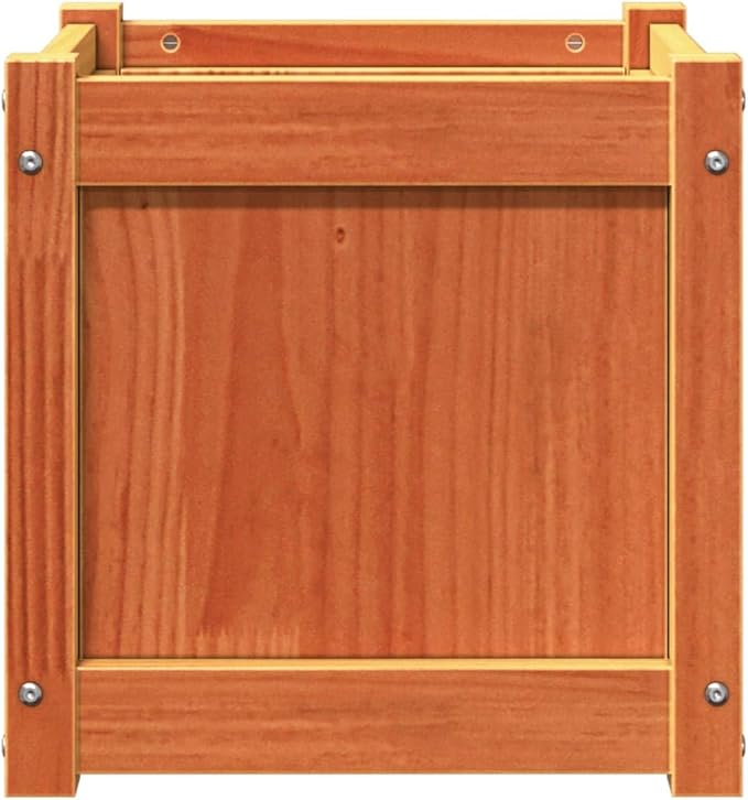 Garden Planter Wax Brown Solid Pine Wood Medium 15.7 Square Decorative Inlays Outdoor Raised Bed for Flowers Herbs Vegetables