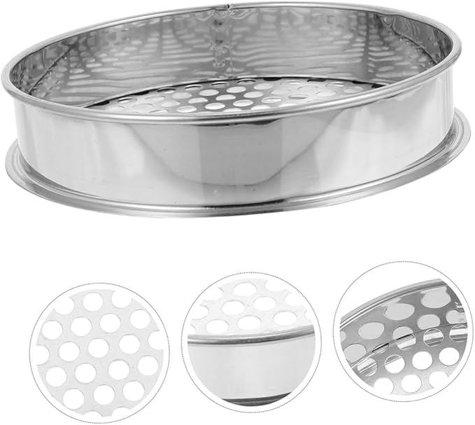 Sosoport 2pcs Round Soil Sifter Garden Soil Sifter Stainless Steel Sifting Pan Mesh Sieves for Rocks and Lawn
