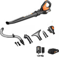 WORX Cordless Leaf Blower Electric Blowers for Lawn Care with 120 MPH &amp 3.5 LBS Long Nozzle Design for Narrow Spaces with Cleaning Attachments Battery &amp Charger Included WG545.1