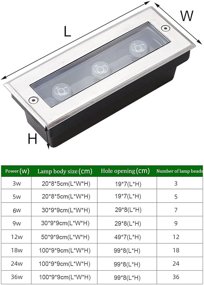 Underground Light LED - Rectangular Linear Underground Lighting Panel Outdoor Embedded LED Spotlight IP66 Waterproof Corridor Aisle Light Stair Step LightingBlue 6w