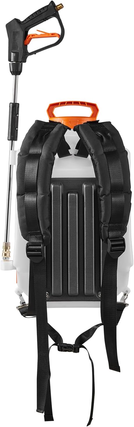 VEVOR Battery Powered Backpack Sprayer Electric Back Pack Sprayer 4 Gallon 2 Wands &amp 8 Nozzles Adjustable 0-90 PSI 4H Runtime Portable Lawn &amp Garden Sprayers for Weeding Spraying Cleani