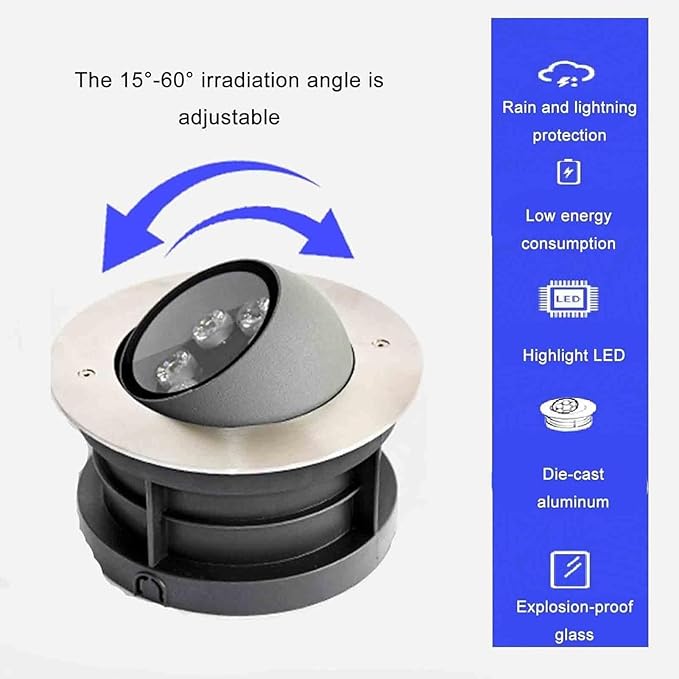 Recessed LED Outdoor Spotlight 24V Outdoor Beam Light Adjustable LED Buried Light IP67 Waterproof Ground Landscape Lights for Gardens Terraces Architectural Lighting(Green6w)
