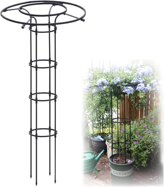 Garden Trellis for Climbing Plants and Flowers Rustproof Vertical Umbrella Trellis Wisteria Trellis Outdoor Flower Support Cage Climbing Stand Rack for Vines RoseBlack210cm/82.67in