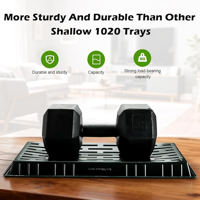 10 Pack Heavy Duty 1020 Trays No Holes - 1.6 Inch Deep Shallow Nursery Flats Reusable Seed Starter Trays for 72/128 Cell Inserts Microgreens Seedling and Hydroponics (Dark Green)