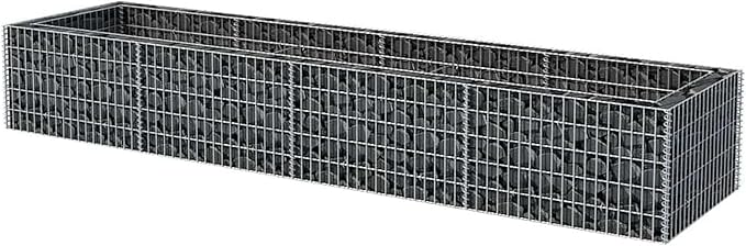 Gabion Raised Bed Galvanized Steel Planter Box 360x90x50cm for Garden Patio Flower Plant Border