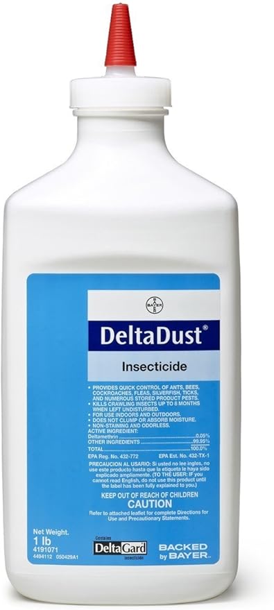 1 LB Delta Dust Pest Insecticide w/Puffer Bellow Hand Duster Carpenter Bee Bedbugs Wasp Control and Many More.