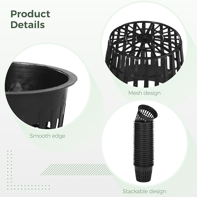 100 Pcs Hydroponic for Planting Baskets with Plastic Pots Root Drainage Control Holes Plants for Ideal Lily Efficient and Design Lightweight Stackable for Growth