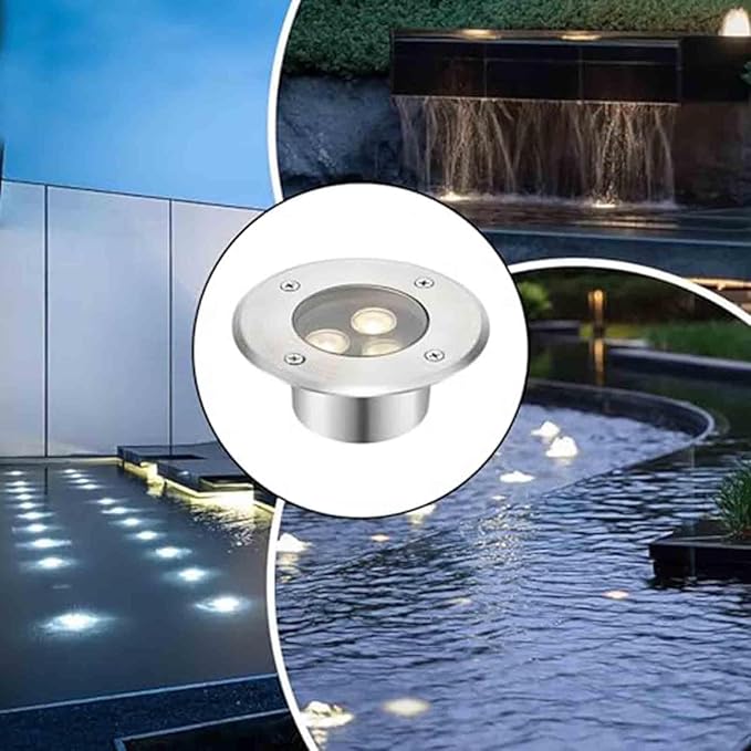 LED Underground Light - 24V IP68 Waterproof Underwater Spot Light for Outdoor Landscape (Round 6W Red / 12W Yellow)