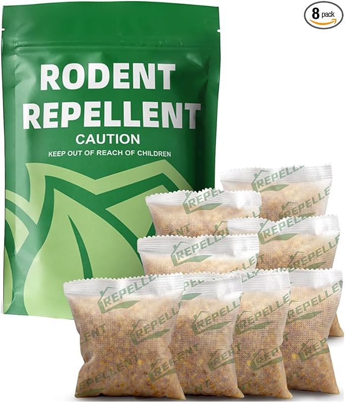 Rodent Repellent Mouse Repellent Pouches Mice Repellent Indoor Rat Repellant for House Mice Deterrent Keep Mice Away Extra-Strength Peppermint Effective for 80 ft² and 90 days-8P