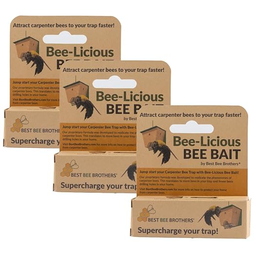 Best Bee Brothers Bee-Licious Carpenter Bee Bait All-Natural Pheromone Lure 10 ml Squeeze Tube 3-Pack