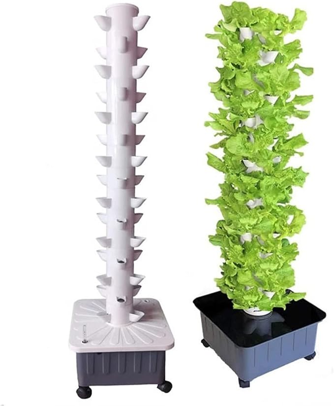 Hydroponic Growing Tower 45 Hole Aquaponic Cultivation System Hydroponics Growing System for Indoor Herbs Fruits and Vegetables