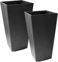 Tierra Verde 2-Pack Indoor &amp Outdoor Self-Watering Square Planters Medium Sonata Black - Planter Containers for Plants and Flowers - Gardening and Landscaping Accessories