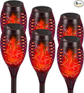 Solar Flashlight Light with Flickering Flame Multi-Piece Outdoor Solar Lights Outdoor Waterproof Solar Garden Lights for Decorative Paths Patio and Deck Outdoor Lighting（Red (6)