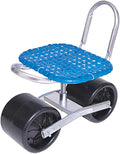 360 Degree Swivel Height-Adjustable Chair Heavy Duty Gardening StoolRolling Garden Cart with 2 Wheelsfor Lawn Yard(Blue)