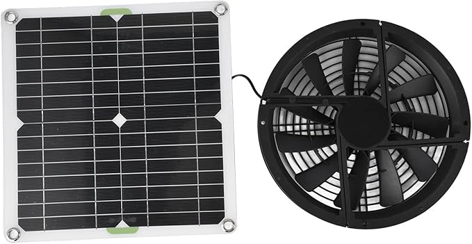 Solar Panel Fan Kit 100W 12V Waterproof Solar Exhaust Fan Portable Ventilator with Metal Protection Mesh Solar Powered Exhaust Fan for Chicken Coops Greenhouses Sheds Pet Houses Window Exhaust