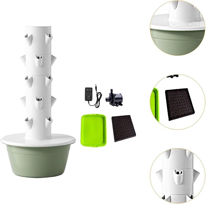 Hydroponics Growing System Hydroponic Tower Nursery Planter Plant Germination Kit Vertical Garden Planter for Flowers Peppers Green S