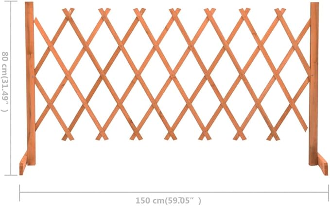 Garden Trellis Fence Wood Expandable Plant Support Climbing Lattices Wooden Decorative Divider Wall for Lawn Backyard Balcony Patio Outdoor Orange 59.1 x 31.5