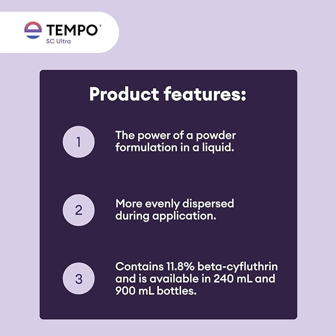 Tempo SC Ultra Insecticide Concentrate 240 ml | Fast-Acting Residual Pest Control | Liquid Indoor/Outdoor Bug Killer | Broad-Spectrum Control for Ants Spiders and Other Crawling Insects.