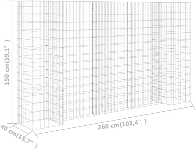 H-Shaped Galvanized Steel Wire Raised Garden Bed Planter Box for Outdoor Flower Beds and Vegetable Gardens Large Size 102.4 Length x 15.7 Width x 59.1 Height with Welded Mesh Stability