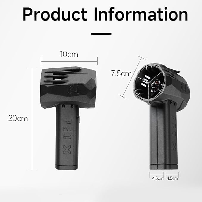 Pro X64 Car Violent Blower 750W Je t Mini Turbo Fan 1500g Thrust 350km / h Wind Speed 64mm Violent Turbo Fan with SOS Light 16000Mah Cordless Leaf Blower for Lawn Snow Blower