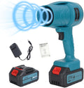 Electric Leaf Blower Mint Green 21V Lithium Battery Powered Cordless Handheld Design with 3 Batteries Charger Storage Case (蓝色*电池*1)