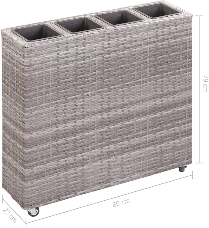 Products for Backyard Patio Balcony Raised Planter Rack Raised Garden Beds Garden Raised Bed with 4 Pots 31.5x8.7x31.1 Poly Rattan Gray