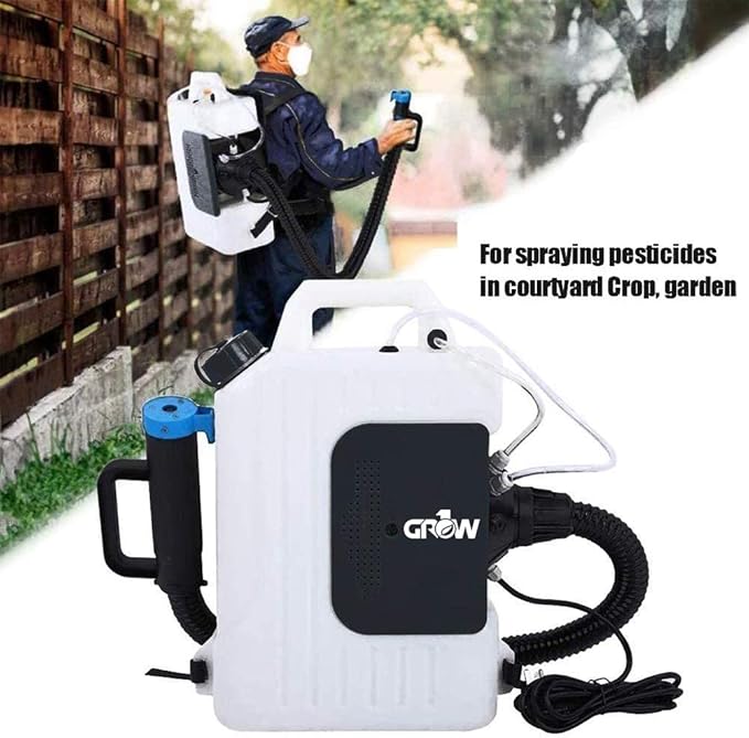 Grow1 Electric Backpack Fogger Machine ULV Atomizer Sprayer with Commercial Hose for Spraying Garden Greenhouse Indoor Outdoor Foggers 2.5 Gallon
