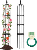 Trellis for Climbing Plants Outdoor3/4/5Ft Tower Garden Obelisk Trellis with Twist TieMetal Potted Plant Climbing Support for Indoor Outdoor Flowers Vegetable Fruits Vines Support (5FT)