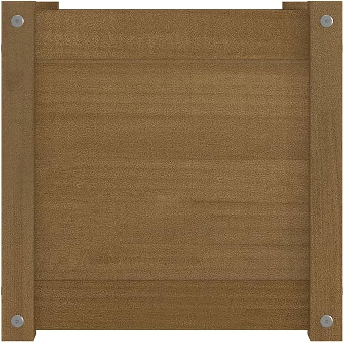 Honey Brown Solid Pinewood Planter Set of 2 Square 15.7 inch Outdoor Garden Planters for Patio Balcony Deck