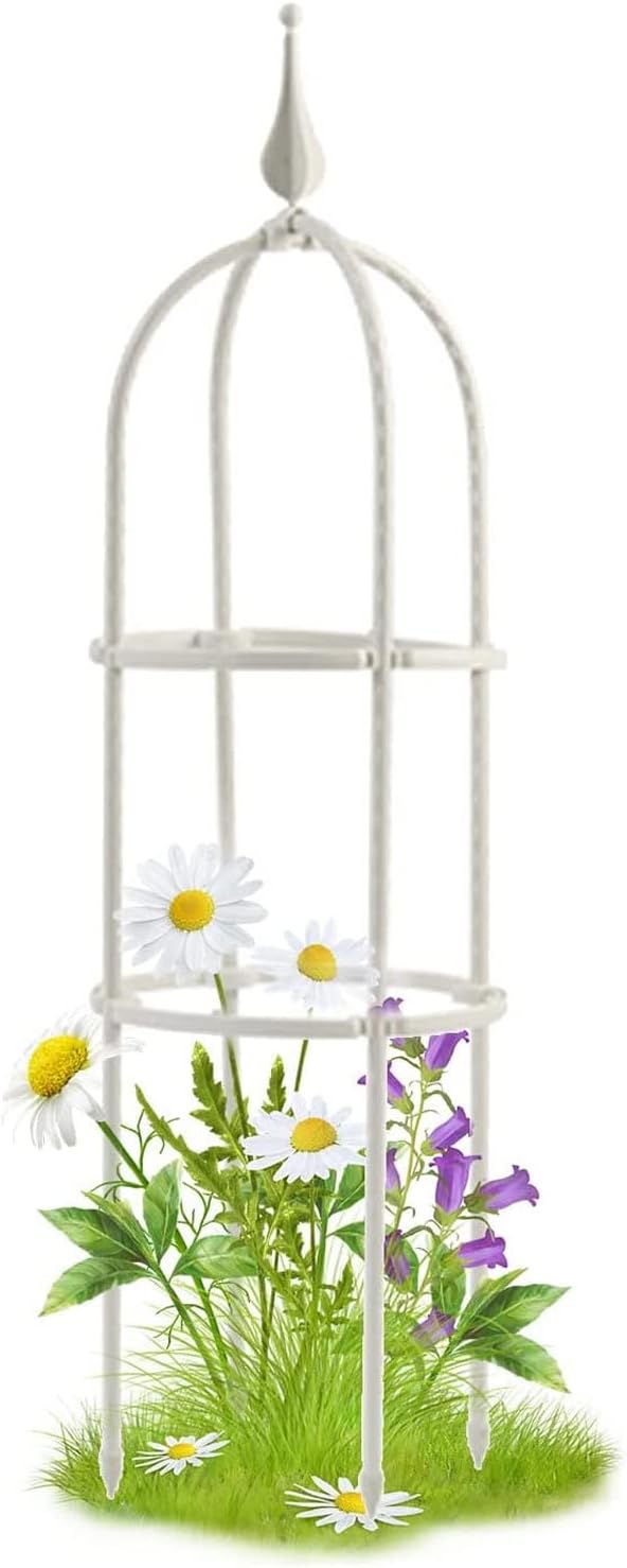 Garden Trellis for Climbing Plants Garden Tower Obelisk Trellises Rustproof Metal Potted Plant Climbing Support Large Garden Trellis Plant Supports for Climbing PlantsWhite15 * 60cm