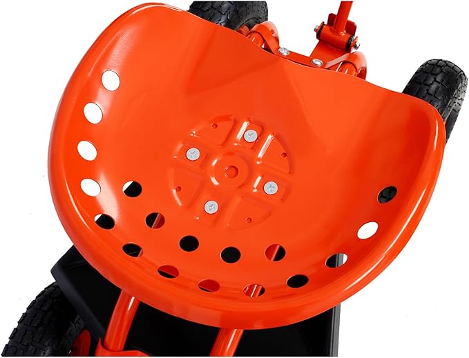 Garden Stool with 360 Swivel Seat Outdoor Rolling Garden Scooter with Adjustable Handle Tools Tray &amp Basket Garden Cart on Wheels Patio Wagon Work Seat with Wheels for Planting Weeding Red