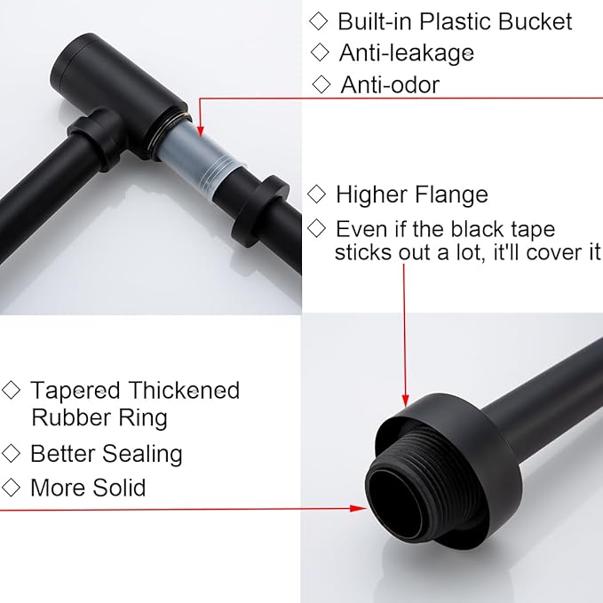 RANDOM Black Brass Bottle P Trap with Pop Up Drain Stopper with Overflow11.81″ Slip Joint Extension Tube Adjustable Bathroom Basin Sink Waste Drain Trap Kit 1 1/4
