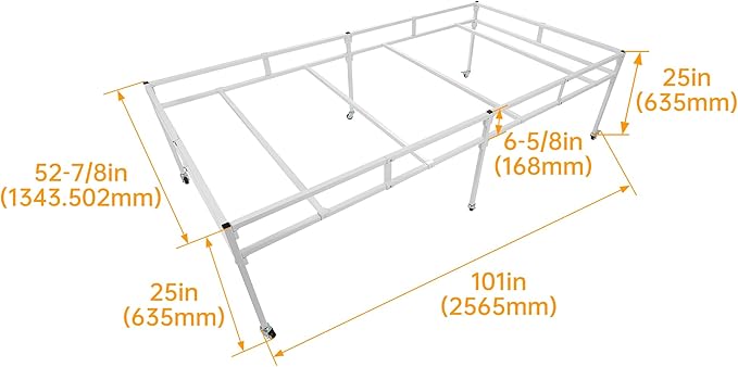 HECASA 4' x 8' Rolling Flood Table Tray Stand for Hydroponic Trays Reservoirs Hydroponic Tray Plants Stand Toolless Assembly Tray Stand Heavy Duty Steel Powder Coated White 600 LBS Weight Capacity