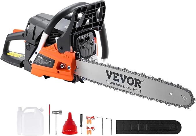 VEVOR Gas Chainsaw 52CC 2-Cycle Gasoline Powered Chainsaw 18 Inch Handheld Cordless Petrol Chain Saws For Forest Wood Garden and Farm Cutting Use