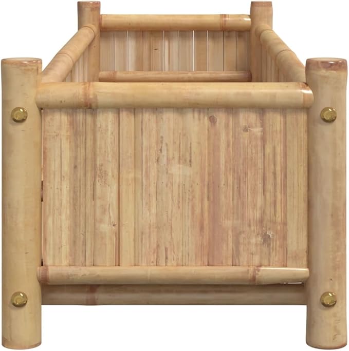 Bamboo Raised Planter Box 39.4x11.8x9.8 Large Outdoor Garden Bed with Elevated Design for Plants Vegetables Flowers on Patio Balcony Garden Decoration
