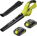SEYVUM Leaf Blower 20V Cordless Blower with 2 x 2.0Ah Battery Electric Leaf Blowers for Lawn Care 320 CFM 150 MPH Battery Powered Leaf Blower for Patio Garden Cleaning Light Lemon Green