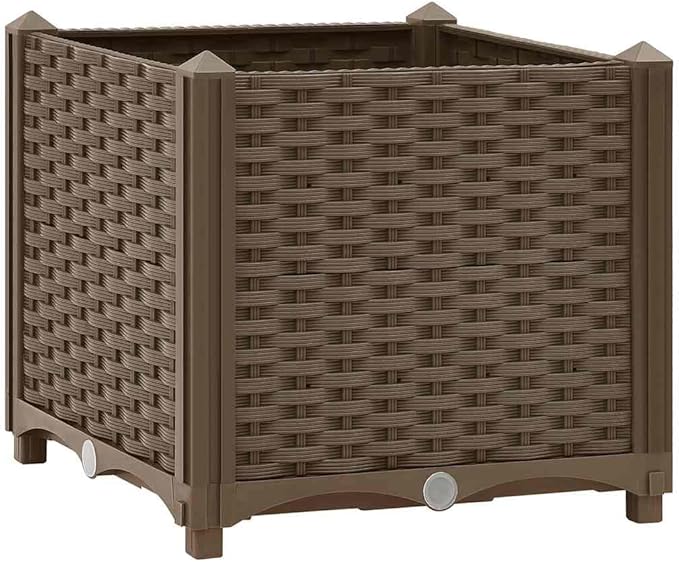 Raised Garden Bed 15.7x15.7x15 Polypropylene Planter Box Durable Outdoor Gardening Solution for Vegetables Herbs Flowers