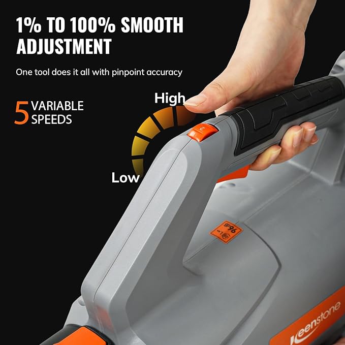Keenstone Leaf Blower Cordless 20V Electric Blower with 4.0Ah Battery and Charger Stepless Speed Control One-Handed Operated Lightweight Leaf Blowers for Lawn Care Patio Yard