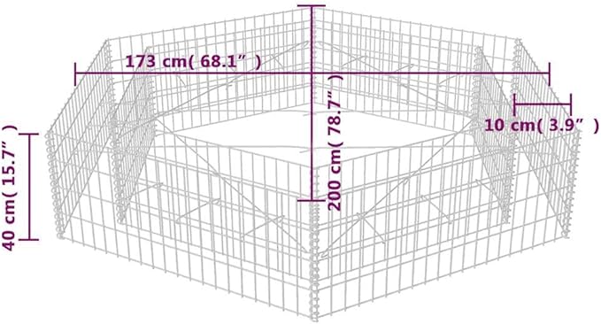 Gabion Raised Garden Bed Silver Galvanized Steel Planter for Outdoor Plants Hexagonal 78.7x68.1x15.7 inch Durable Garden Clearance Deals
