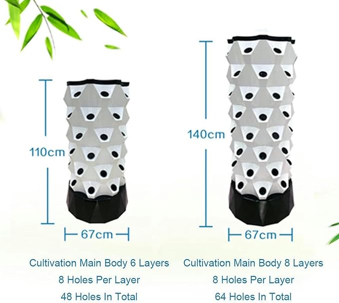 Hydroponics Tower Aquaponics Grow Aeroponics Growing Kit for Fruits and Vegetables with Hydrating Pump Timer Adapter Seeding Bed &amp