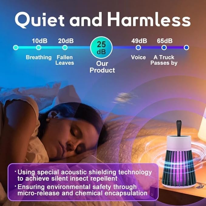 Mozz Guard Mosquito Zapper 2025 New MozzGuard Outdoor Mosquito Lamp USB Charing and Low Noise Portable Cordless Zapper Outdoor for Indoor Home Garden Camping Picnic (2 Pack)