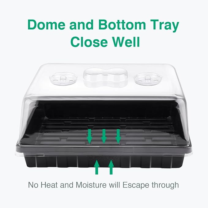 [Thick Plastic] 5-Set Strong Seed Starter Trays with 5 Humidity Domes for Seed Starting Germination Seedling Propagation &amp Plant Growing Holds 240 Cells in Total