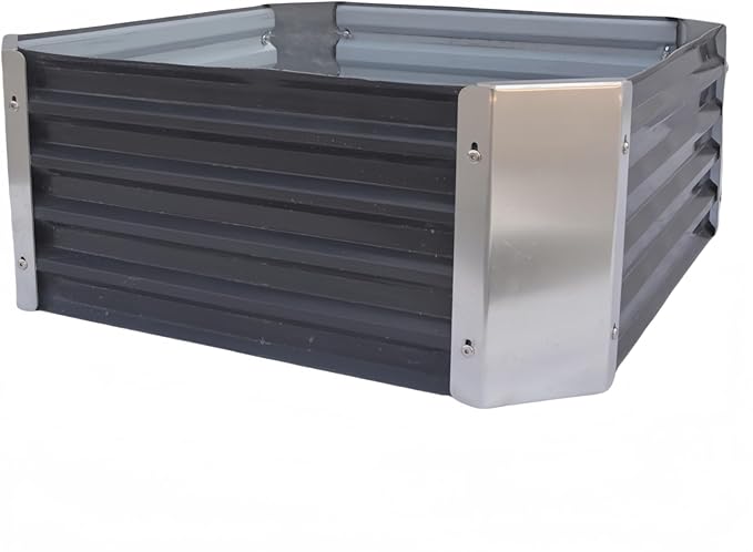 2.5ft x 2.5ft Galvanized Raised Garden Bed Horticultural Planting Box Metal Planter Boxes Outdoor Suitable for Plants Flowers Vegetables Herbs Fruits Dark Grey