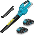 SEYVUM Leaf Blower 20V Cordless Blower with 2 x 2.0Ah Battery Electric Leaf Blowers for Lawn Care 350 CFM 150 MPH Battery Powered Leaf Blower for Patio Garden Cleaning Fast Charger Blue